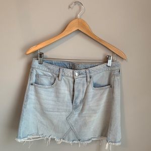 distressed denim skirt